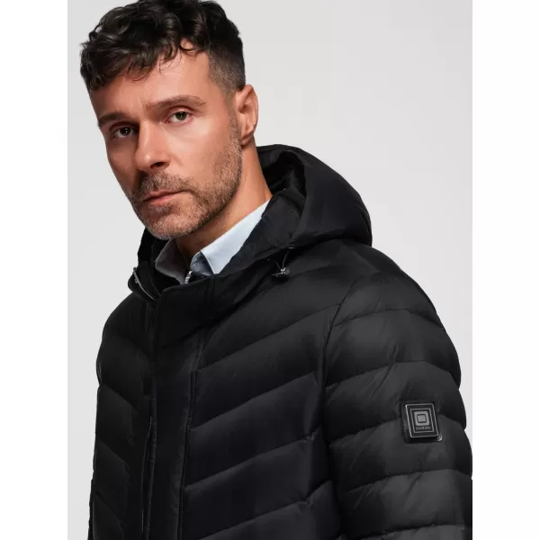  Pánsky kabát OMBRE OM-JALJ-0266 ČIERNA 