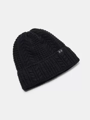 Dámska čiapka UNDER ARMOUR W HALFTIME CABLE KNIT BEANIE 1386639-001 ČIERNA
