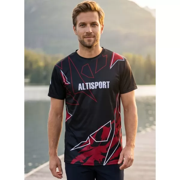  Pánska košeľa na voľný čas premium ALTISPORT VOJ/ALM123TR06 ČIERNO-ČERVENÁ 