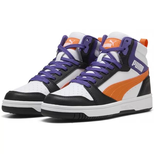  Detská obuv PUMA REBOUND V6 MID JR 39383134 PUMA BIELA/ORANŽOVÁ GLO/ČIERNA 