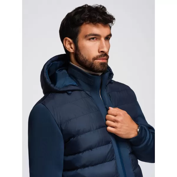  Pánska bomber bunda OMBRE OM-JALP-0298 NÁMORNÍCKA MODRÁ 
