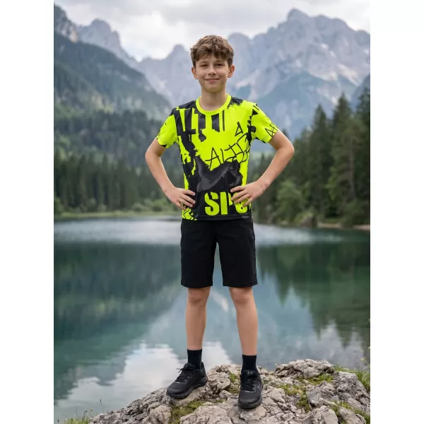  Detské prémiové funkčné tričko ALTISPORT VOJ/ALK076TR01 ČIERNA/FLUO ŽLTÁ 