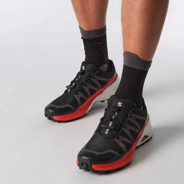  Pánske topánky SALOMON SPEEDCROSS PEAK ČIERNA/ASFALTOVÁ/OHNIVÁ ČERVENÁ 