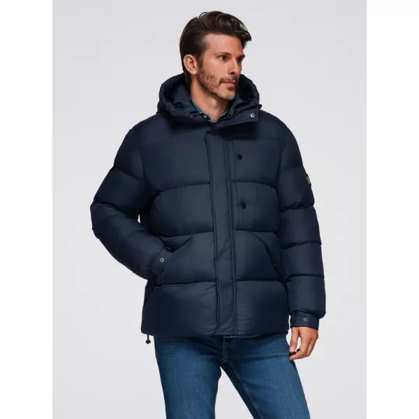  Pánska bunda OMBRE OM-JAHP-0238 NÁMORNÍCKA MODRÁ 
