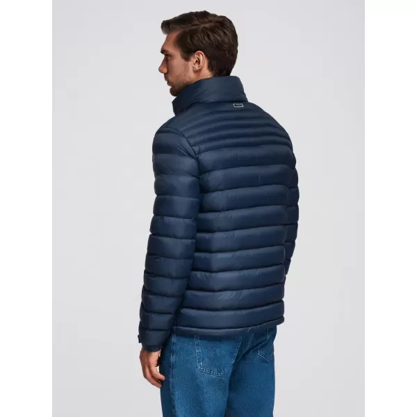  Pánska bunda OMBRE OM-JALP-0231 NÁMORNÍCKA MODRÁ 