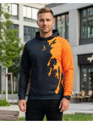 Pánska prémiová funkčná mikina ALTISPORT VOJ/ALM112MI01 ČIERNO-FLUO ORANŽOVÁ