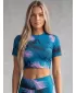 Dámsky prémiový crop top ALTISPORT VOJ/ALW001TR07 PETROLEJOVÁ/SVĚTLE RŮŽOVÁ BENZÍNOVÁ/SVETLORUŽOVÁ