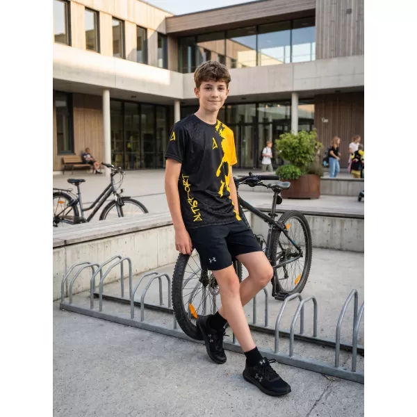  Detské prémiové funkčné tričko ALTISPORT VOJ/ALM112TR01 ČIERNO-FLUO ORANŽOVÁ 