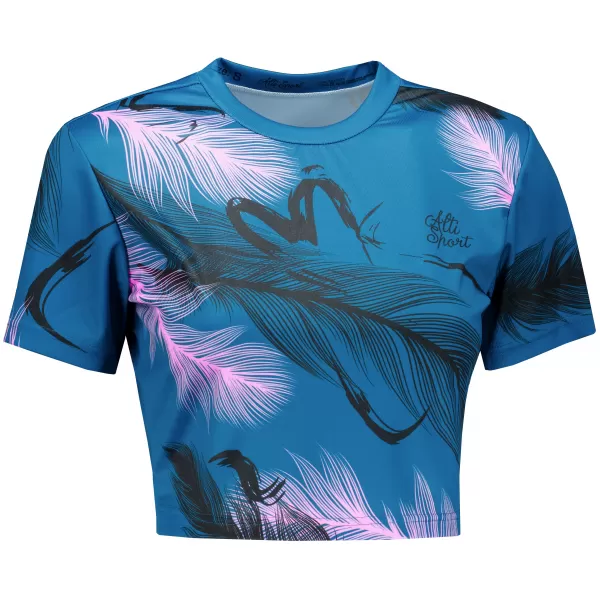  Dámsky prémiový crop top ALTISPORT VOJ/ALW001TR07 PETROLEJOVÁ/SVĚTLE RŮŽOVÁ BENZÍNOVÁ/SVETLORUŽOVÁ 