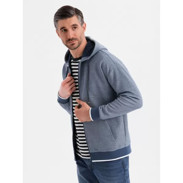  Pánska mikina OMBRE BLACK OM-SSZP-0210 NÁMORNÍCKA MODRÁ 
