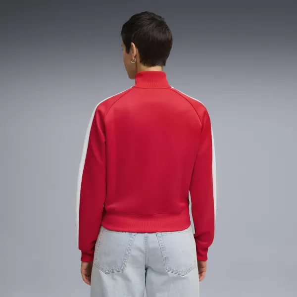  Dámska mikina PUMA T7 ALWAYS ON SHORT TRACK JACKET 62979611 NAVŽDY ČERVENÁ 