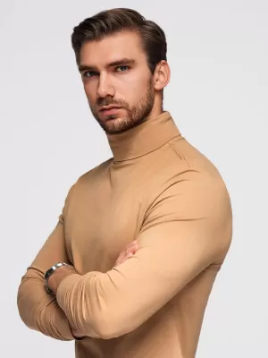 Pánske tričko OMBRE OM-LSCL-0130 SVETLOHNEDÁ
