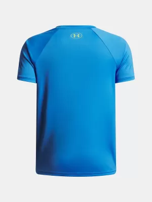 Chlapčenské tričko UNDER ARMOUR UA TECH SPLIT WORDMARK SS 1383010-402 MODRÁ