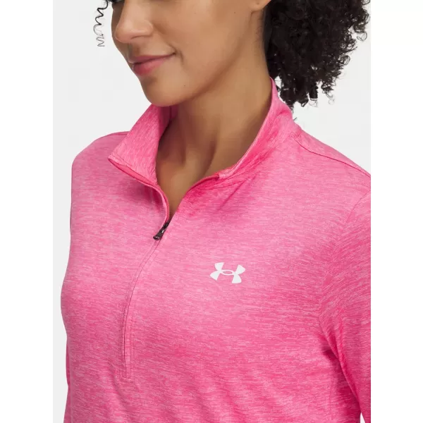  Dámske tričko UNDER ARMOUR TECH 1/2 ZIP- TWIST 1384225-672 RUŽOVÁ 