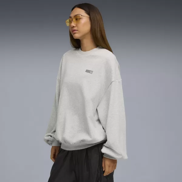  Dámska mikina PUMA X ROSÉ OVERSIZED CREW 63380310 PLOCHÝ SVETLO ŠEDÝ VRES 