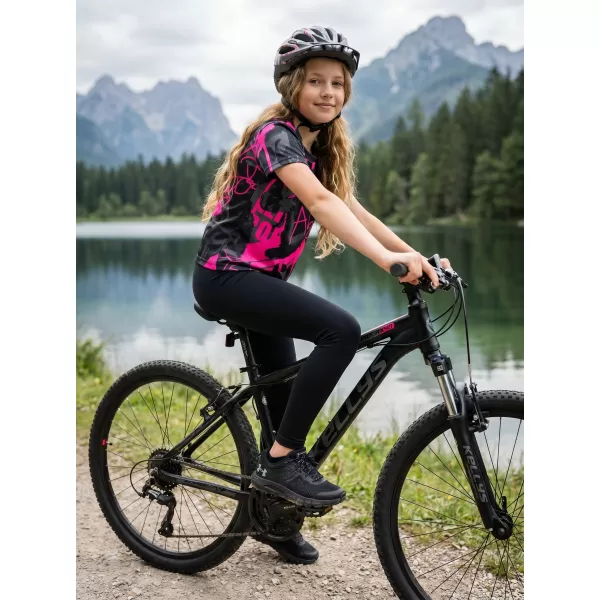  Detské prémiové funkčné tričko ALTISPORT VOJ/ALK076TR01 ČIERNA/FLUO RUŽOVÁ 