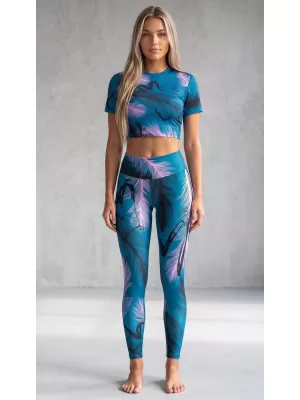 Dámsky prémiový crop top ALTISPORT VOJ/ALW001TR07 PETROLEJOVÁ/SVĚTLE RŮŽOVÁ BENZÍNOVÁ/SVETLORUŽOVÁ