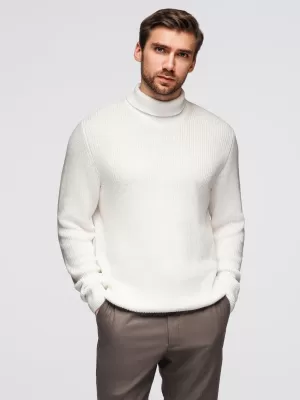 Pánsky sveter OMBRE OM-SWTN-0162 BIELY