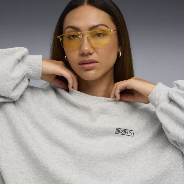  Dámska mikina PUMA X ROSÉ OVERSIZED CREW 63380310 PLOCHÝ SVETLO ŠEDÝ VRES 