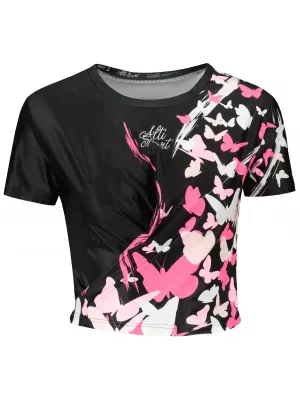 Dámsky funkčný prémiový crop top ALTISPORT VOJ/ALW022TR07 ČERNORŮŽOVÁ ČIERNA RUŽOVÁ