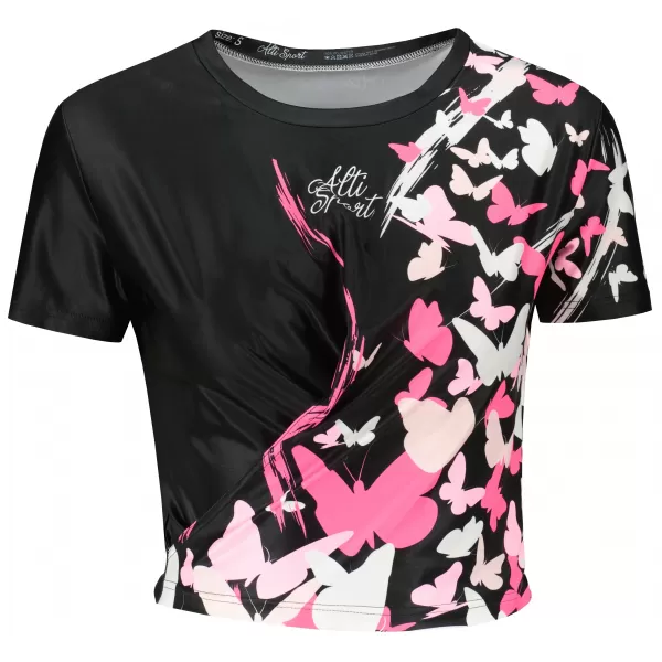  Dámsky funkčný prémiový crop top ALTISPORT VOJ/ALW022TR07 ČERNORŮŽOVÁ ČIERNA RUŽOVÁ 