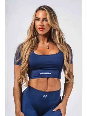 Tvarujúci bezšvový crop top FLOW SEAMLESS 499 BLUE Nebbia