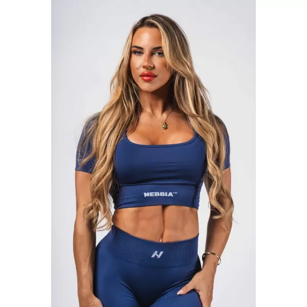  Tvarujúci bezšvový crop top FLOW SEAMLESS 499 BLUE Nebbia 