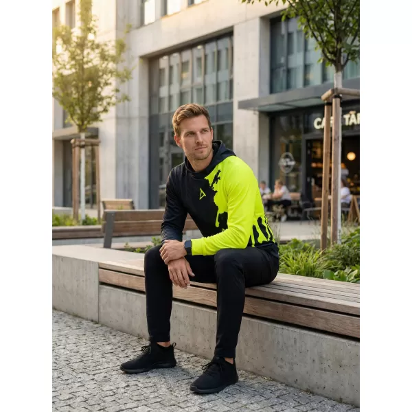  Pánska prémiová funkčná mikina ALTISPORT VOJ/ALM112MI01 ČIERNO-FLUO ŽLTÁ 
