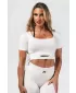 Tvarujúci bezšvový crop top FLOW SEAMLESS 499 CREAM Nebbia