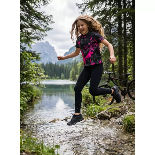  Detské prémiové funkčné tričko ALTISPORT VOJ/ALK076TR01 ČIERNA/FLUO RUŽOVÁ 
