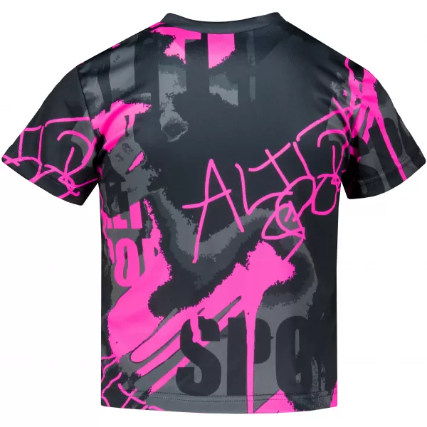  Detské prémiové funkčné tričko ALTISPORT VOJ/ALK076TR01 ČIERNA/FLUO RUŽOVÁ 