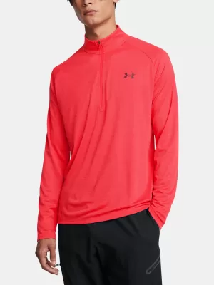 Pánske tričko UNDER ARMOUR UA TECH TEXTURED 1/2 ZIP ČERVENÁ