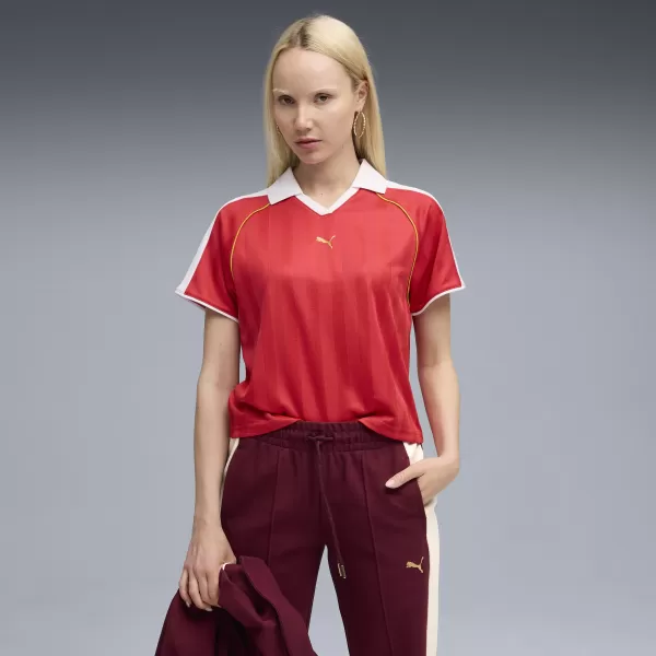  Dámsky dres PUMA T7 RELAXED FOOTBALL JERSEY 63215711 NAVŽDY ČERVENÁ 