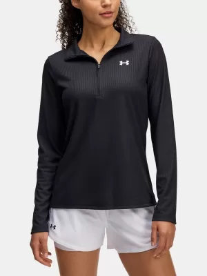 Dámske tričko UNDER ARMOUR TECH RIB 1/2 ZIP 1389857-001 ČIERNA