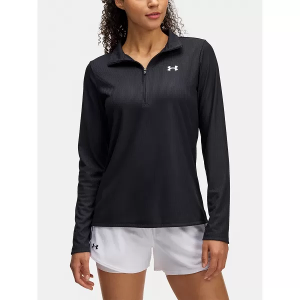  Dámske tričko UNDER ARMOUR TECH RIB 1/2 ZIP 1389857-001 ČIERNA 