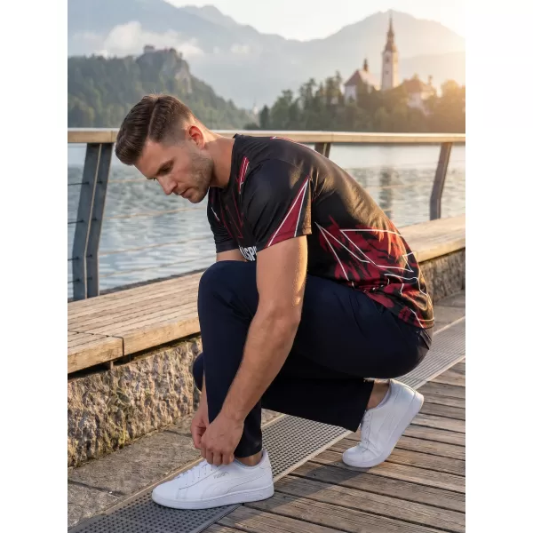  Pánska košeľa na voľný čas premium ALTISPORT VOJ/ALM123TR06 ČIERNO-ČERVENÁ 