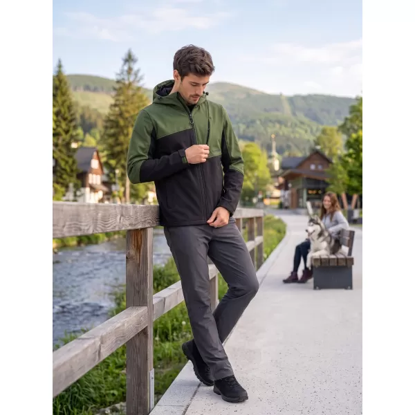  Pánska bunda so softshell ALTISPORT GAN KHAKI/ČIERNA 