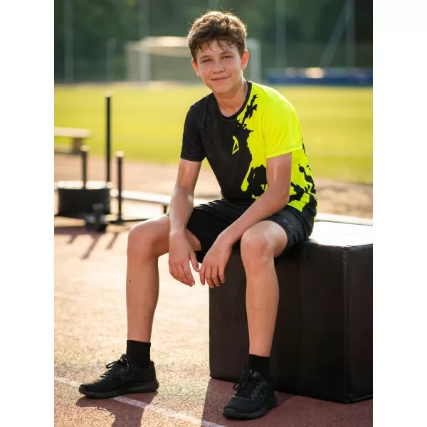  Detské prémiové funkčné tričko ALTISPORT VOJ/ALM112TR01 ČIERNO-FLUO ŽLTÁ 
