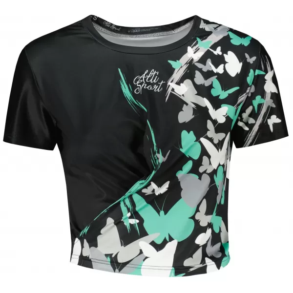  Dámsky funkčný prémiový crop top ALTISPORT VOJ/ALW022TR07 ČERNÁ/TYRKYSOVÁ ČIERNA/TYRKYSOVÁ 