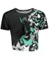 Dámsky funkčný prémiový crop top ALTISPORT VOJ/ALW022TR07 ČERNÁ/TYRKYSOVÁ ČIERNA/TYRKYSOVÁ
