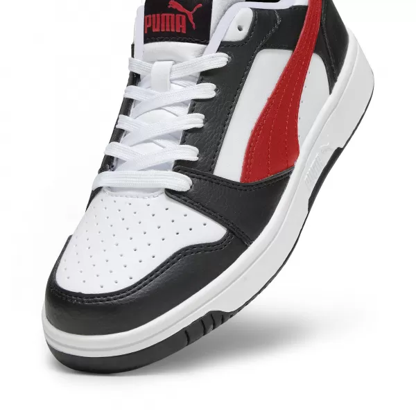  Detská obuv PUMA REBOUND V6 LO JR 39383304 PUMA BIELA/ČERVENÁ/ČIERNA 