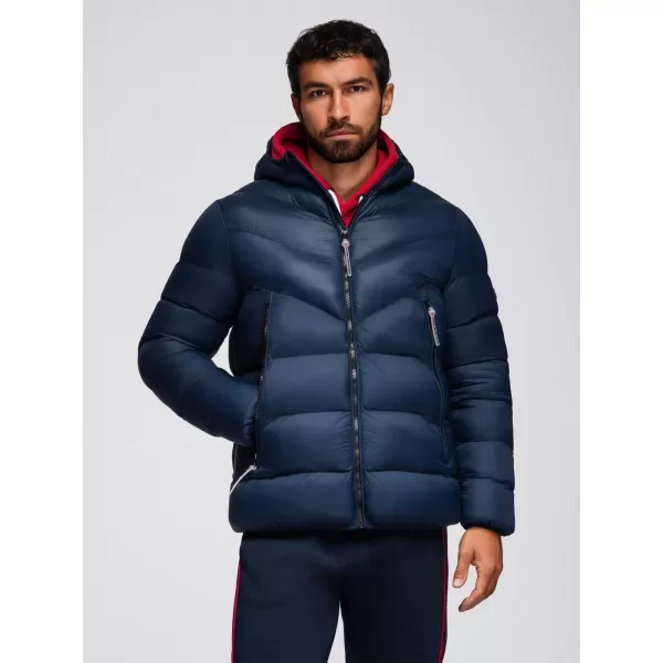  Pánska bunda OMBRE OM-JAHP-0303 NÁMORNÍCKA MODRÁ 