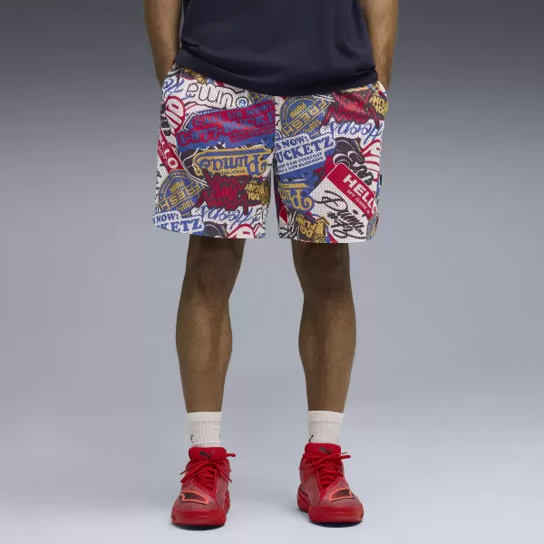  Kraťasy PUMA HOOPERHOTLINE AOP 7" SHORTS 63283701 PO CELÚ DOBU ČERVENÁ/AOP 