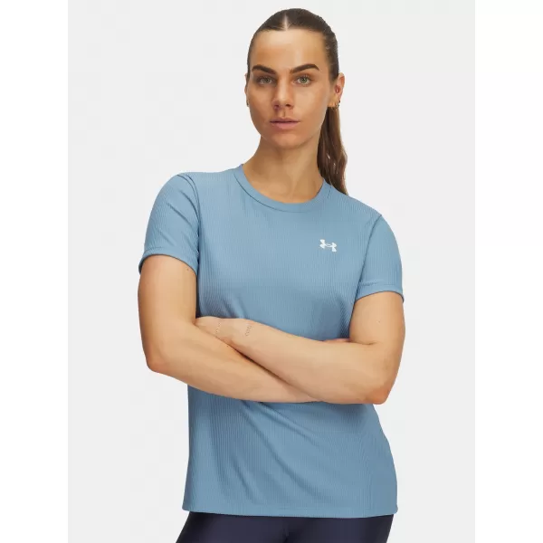  Dámske tričko UNDER ARMOUR TECH RIB SSC 1389852-418 MODRÁ 
