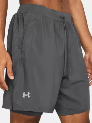 Pánske šortky UNDER ARMOUR UA LAUNCH 7'' 2-IN-1 SHORTS 1382641-025 SIVÁ