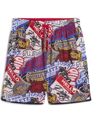 Kraťasy PUMA HOOPERHOTLINE AOP 7" SHORTS 63283701 PO CELÚ DOBU ČERVENÁ/AOP
