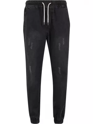 Pánske džínsy URBAN CLASSICS TB7296 ČIERNE UMYTÉ