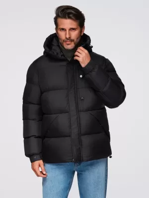 Pánska bunda OMBRE OM-JAHP-0238 ČIERNA
