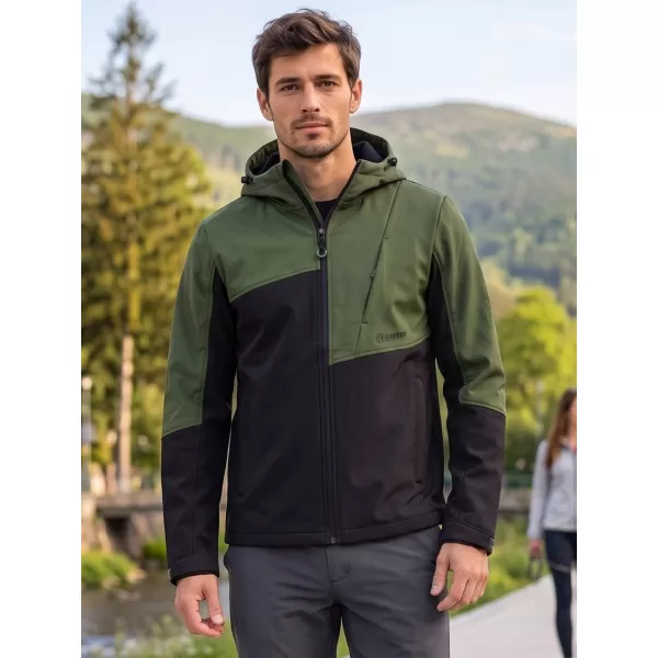  Pánska bunda so softshell ALTISPORT GAN KHAKI/ČIERNA 