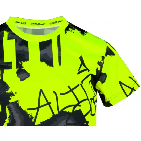  Detské prémiové funkčné tričko ALTISPORT VOJ/ALK076TR01 ČIERNA/FLUO ŽLTÁ 